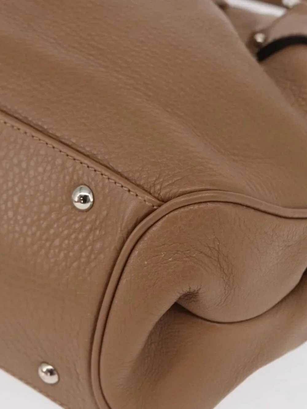 Salvatore Ferragamo Gancini Hand Bag Leather Brown Gold Auth 163989